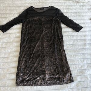 Lori Michaels Black and Gold Dress with Sheer Top
